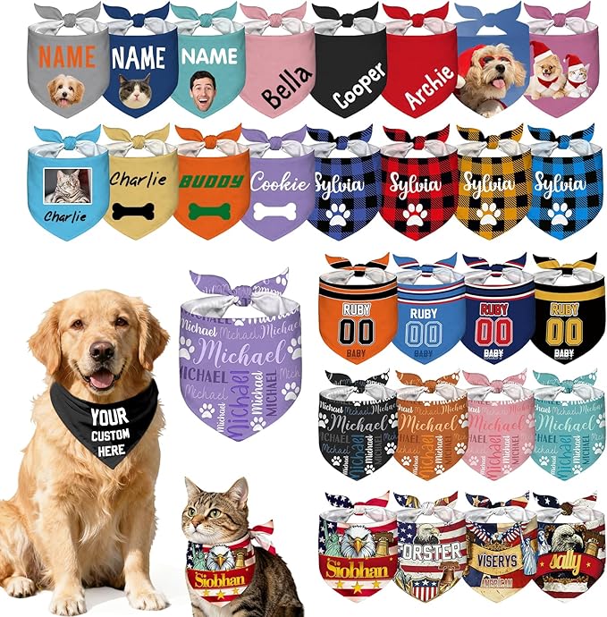 Custom Dog Bandana Personalized Name Logo Photo Text Dog Scarf Customized by Unknown