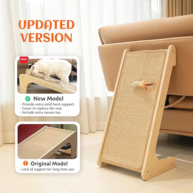 PETKARAY Cat Scratcher, Sisal Scratching Ramp, L Shape Scratch Pad - Image 2