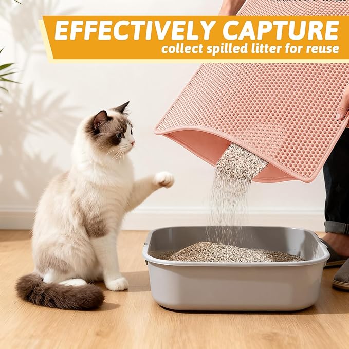 Pieviev Cat Litter Mat Double Layer Waterproof Urine Proof Trapping Mat 1 Pack) - Image 3
