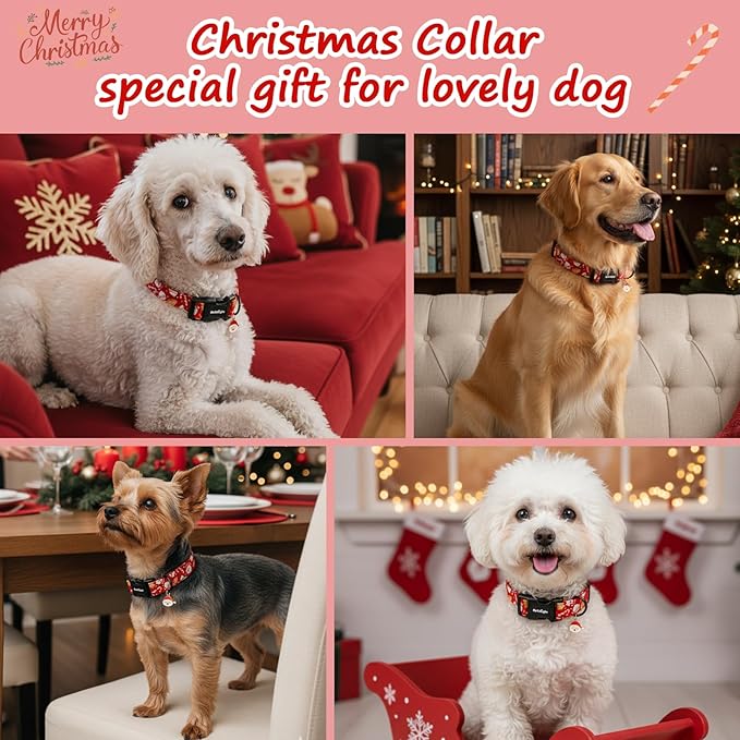 Christmas Dog Collar for Extra Small Dogs, Adjustable Cotton Puppy Collar - Image 2