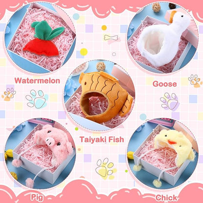 Weewooday 5 Pcs Cat Adorable Costume Pig Chick Goose Watermelon Taiyaki Fish - Image 3