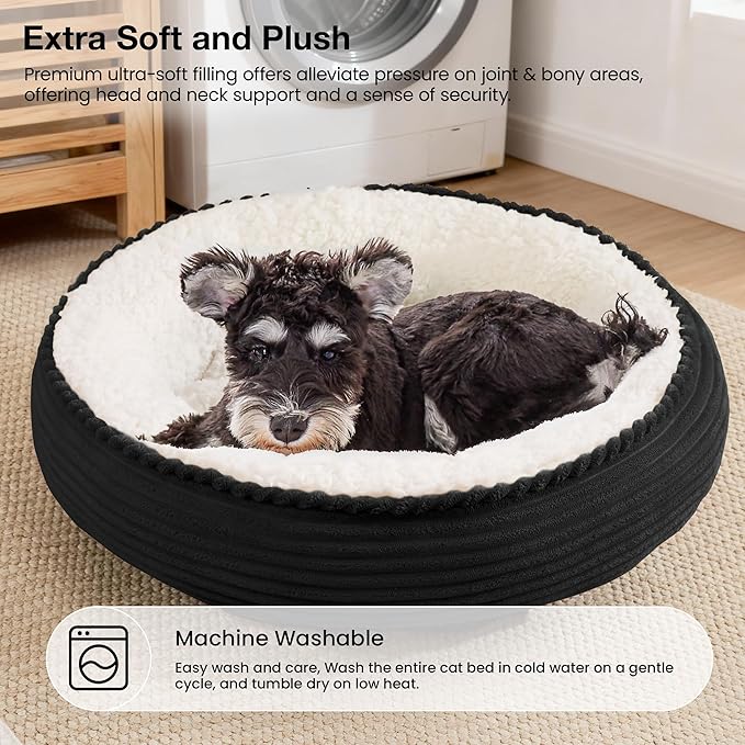 Love's cabin Round Donut Cat and Dog Cushion Bed, 24in Pet Bed - Image 7
