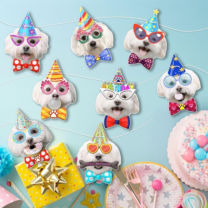 Maltese Birthday Garland — Photographic Maltese Faces Birthday Banner, Funny - Image 3
