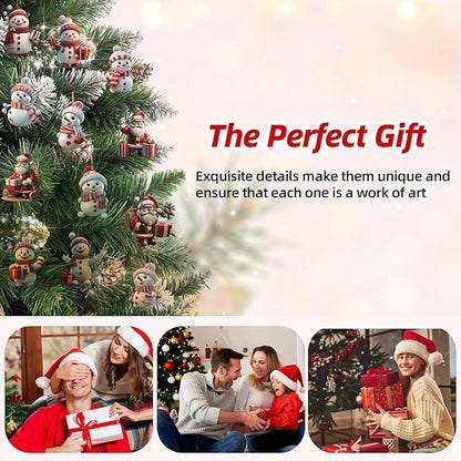 12 Pcs Christmas Tree Decorations Xmas Snowman Hanging Ornaments Cute Cartoon - Image 7