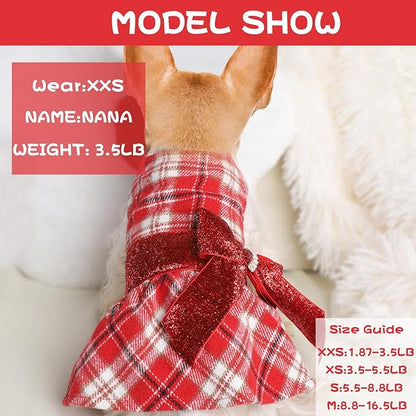 Dog Dress for Small Dogs, Winter Cute Warm Fleece Dog Sweater Dresses for Small - Image 3
