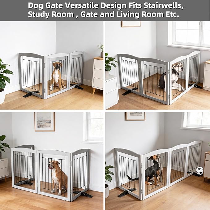 ZJSF Freestanding Dog Fence Indoor, Foldable Dog Gate - Image 4