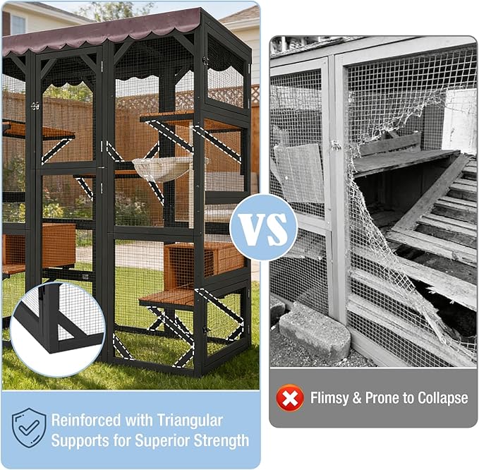 70.1’’ Large Catio Outdoor Cat Enclosure, Weatherproof Walk-in Cat Cage - Image 6