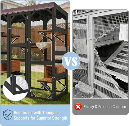 70.1’’ Large Catio Outdoor Cat Enclosure, Weatherproof Walk-in Cat Cage - Image 6