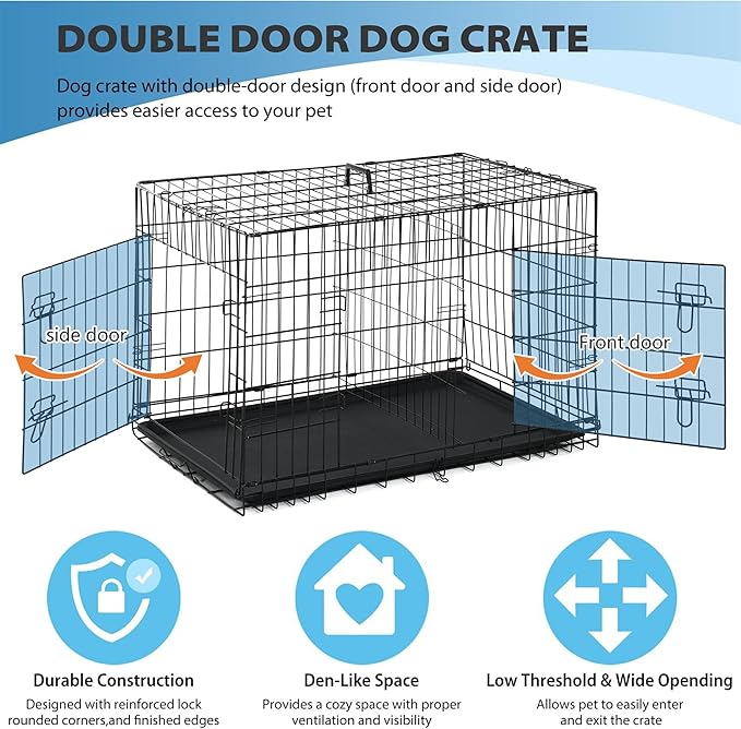 BestPet | 42" Dog Crate | Black | Foldable Metal Kennel - Image 6