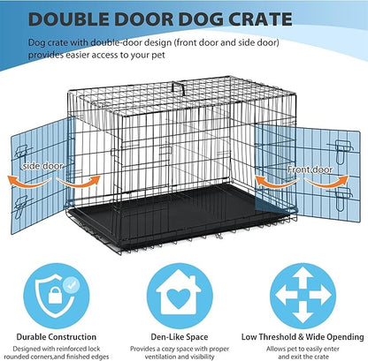 BestPet | 42" Dog Crate | Black | Foldable Metal Kennel - Image 6