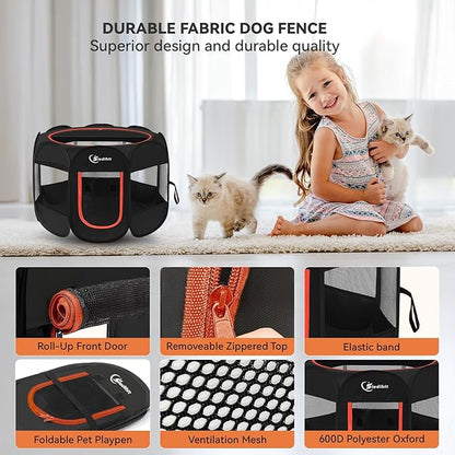Siedihit Black Dog Cat Playpen, Puppy Pet Playpen Indoor - Image 4