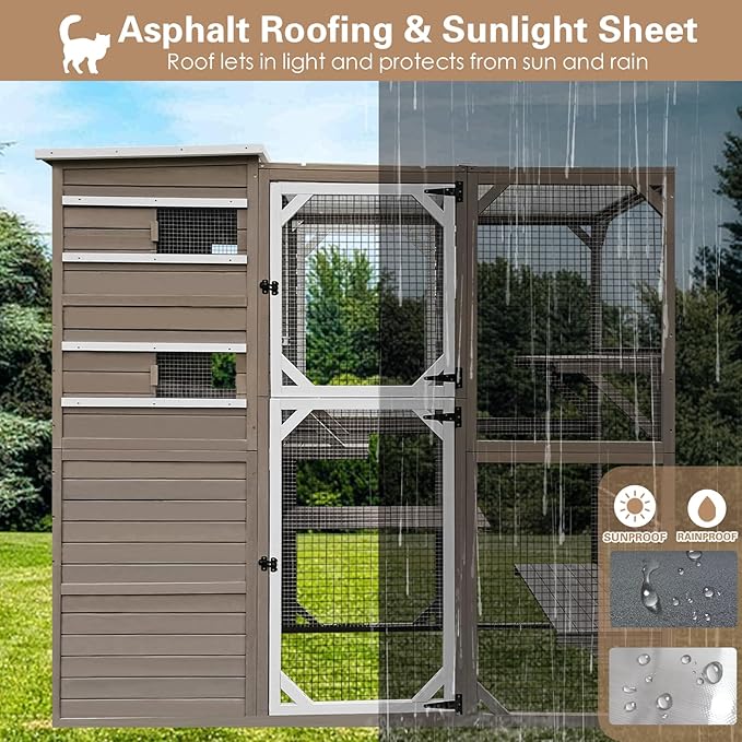 Ketive Catio Outdoor Cat Enclosure, Large Cat House Cat Cage Condo Indoor - Image 7