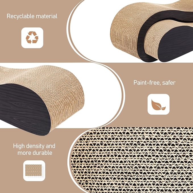 Simple Delxue 2 in 1 Large Cardboard Cat Scratcher Lounger，Cat Scratching Board - Image 5
