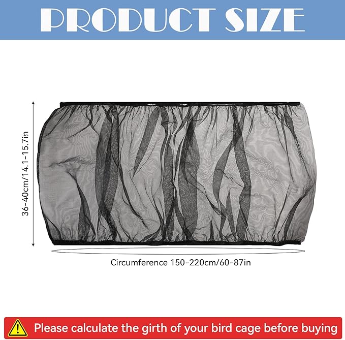Trinkrittey Adjustable Bird Cage Seed Catcher Net Cover Elastic Band Mesh Cover - Image 2