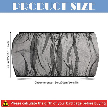 Trinkrittey Adjustable Bird Cage Seed Catcher Net Cover Elastic Band Mesh Cover - Image 2