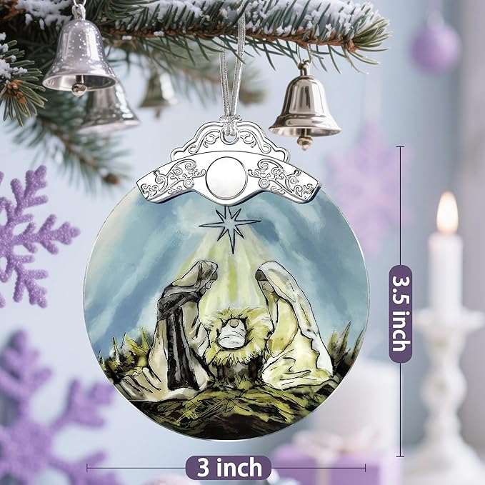 Stained Glass Nativity Ornament, Religious Christmas Ornaments, Christmas - Image 4