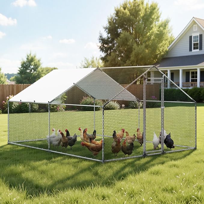 VEVOR Large Metal Chicken Coop, 9.8x13.1x6.5 ft Large Walk in Chicken Runs - Image 8