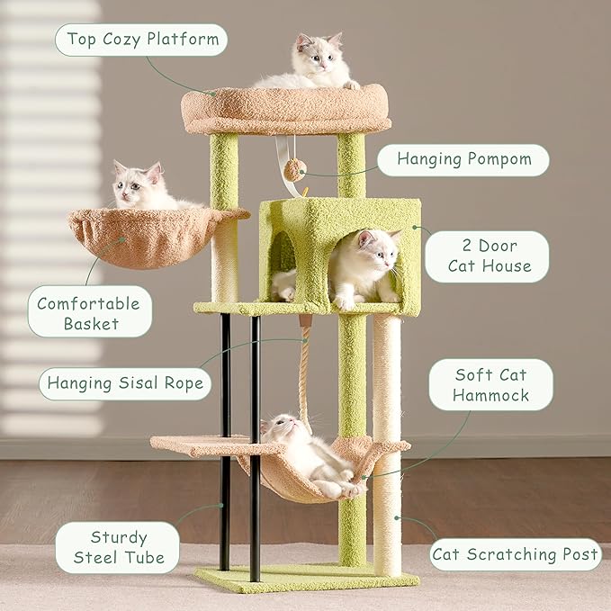 Gitelsnour Cat Tree, Cat Tower for Indoor Cats, 43.3 inch Cactus Cat Tree Tower - Image 4