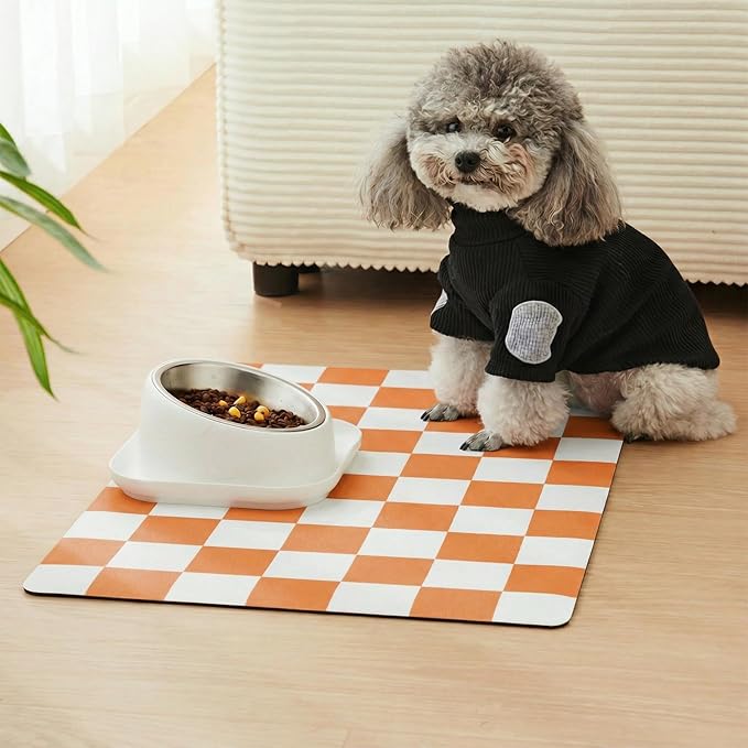 Checkered Dog Feeding Mat, Absorbent Mats - Image 2