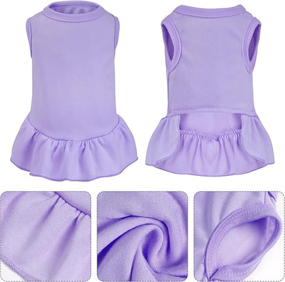 2 Pcs Dog Dresses Cat Skirt Solid Color Dog Clothes Summer Sleeveless Puppy - Image 3