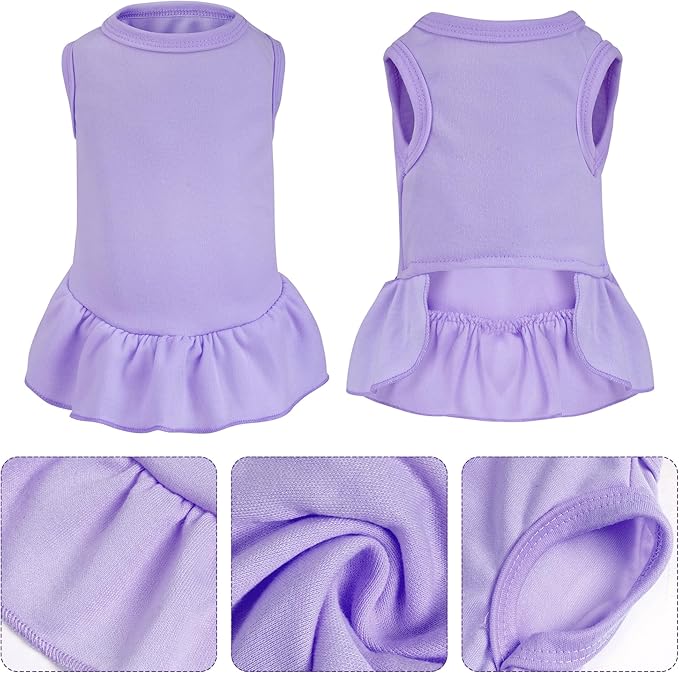 2 Pcs Dog Dresses Cat Skirt Solid Color Dog Clothes Summer Sleeveless Puppy - Image 3