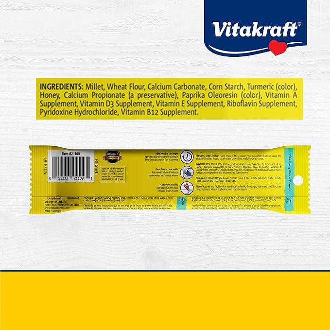 Vitakraft Crunch Sticks Parakeet Treats Golden Honey Flavor – Triple-Baked Snack - Image 7