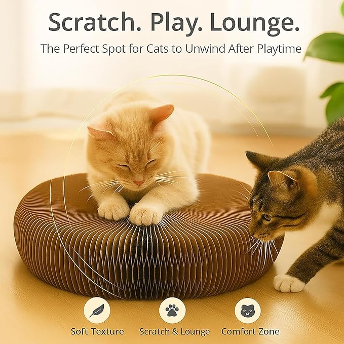 Interactive Cat Toy, Kitty Curls Cat Scratcher, Twisty Paws Cat Scratching Post - Image 5