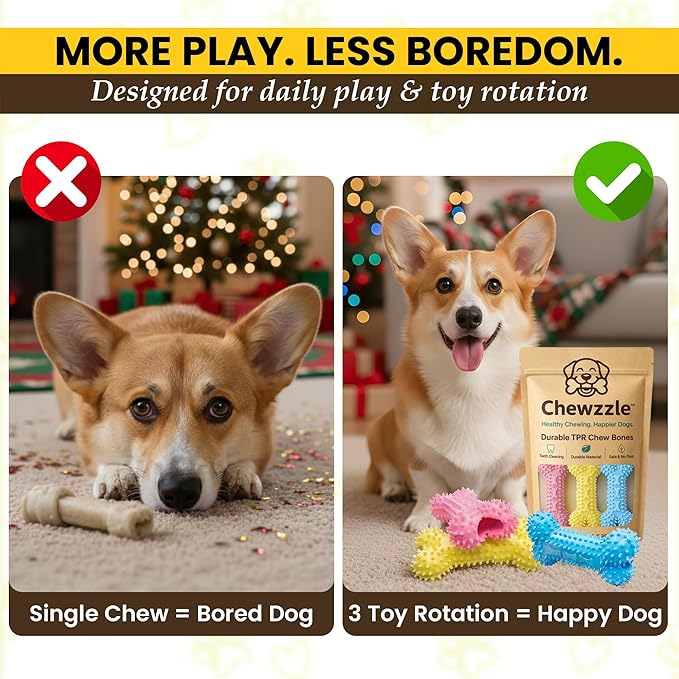 Chewzzle™ 3 Pack Chew Toys for Small Dogs & Puppy Teething Toys | Safe TPR - Image 6
