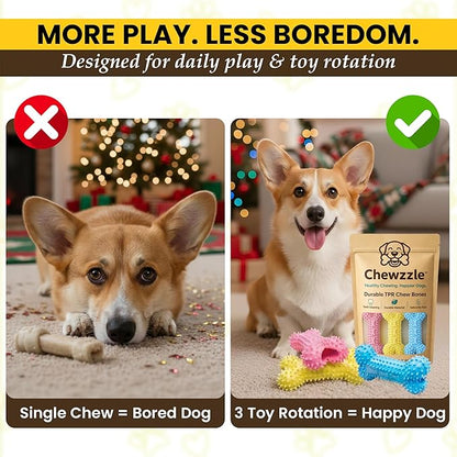 Chewzzle™ 3 Pack Chew Toys for Small Dogs & Puppy Teething Toys | Safe TPR - Image 6