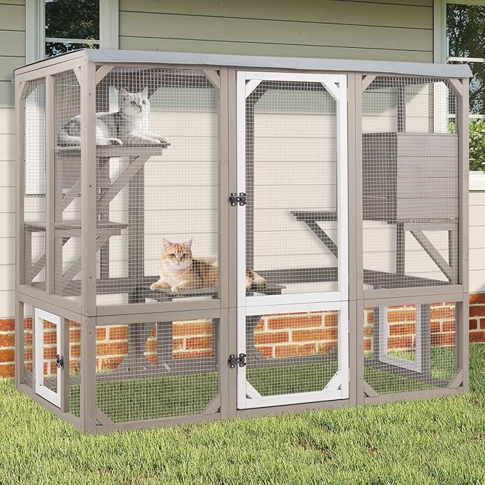 Ketive Catio Outdoor Cat Enclosure, Wooden Cat Catio, Large Weatherproof Cats by Ketive