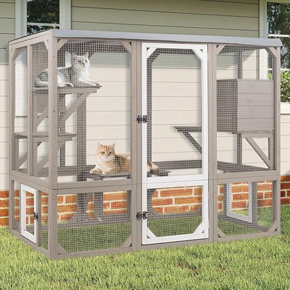 Ketive Catio Outdoor Cat Enclosure, Wooden Cat Catio, Large Weatherproof Cats by Ketive