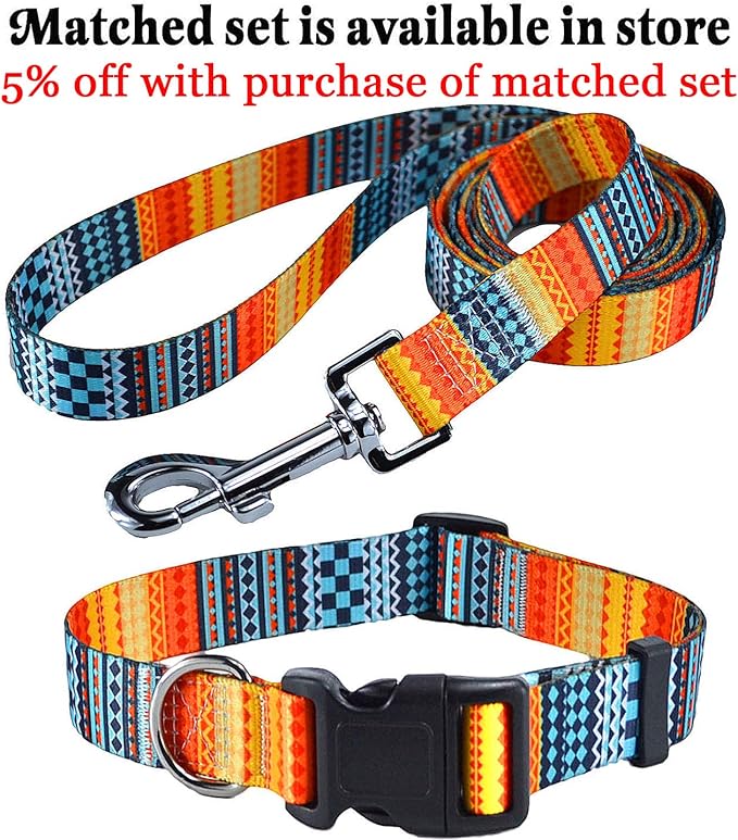 Mihqy Dog Collar with Bohemia Floral Tribal Geometric Patterns - Image 7