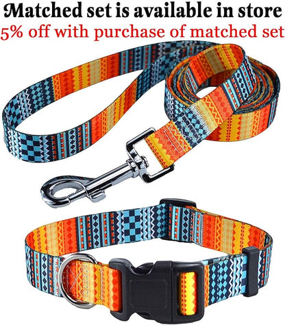 Mihqy Dog Collar with Bohemia Floral Tribal Geometric Patterns - Image 7