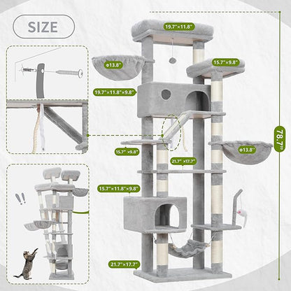 Gitelsnour Cat Tree for Large Cats, 78.7" Tall Cat Tower for Indoor Cats - Image 7