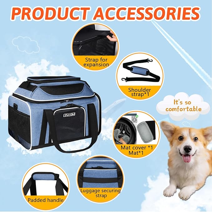 Petskd Top and Side Expandable Pet Carrier 18x11x11 Inches Delta United Airline - Image 7