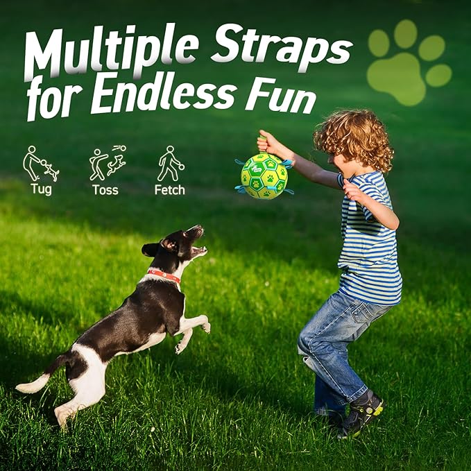 QDAN Dog Toys Soccer Ball, Dog Tug Toy, Water Toy, Durable Balls - Image 6