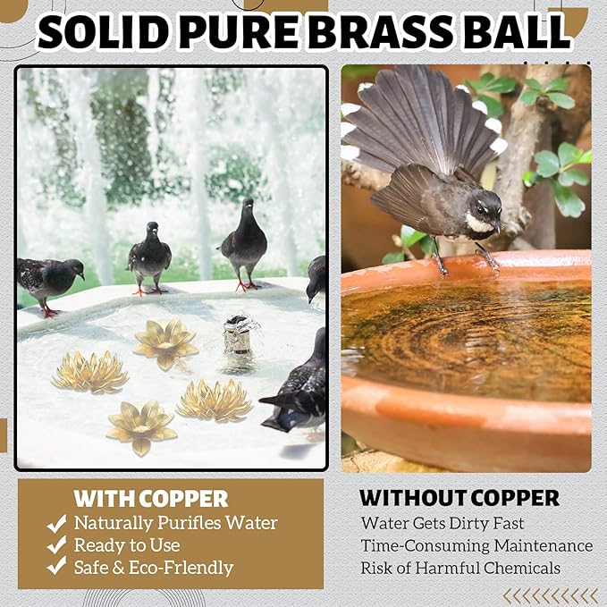 AceOrbit 5 Pcs 99.99% Pure Copper Bird Bath Disk Ornaments Mini Copper Bird - Image 5