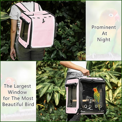 Bird Carrier with Seat Belt for Car Travel, Bird Backpack Carrier with - Image 5