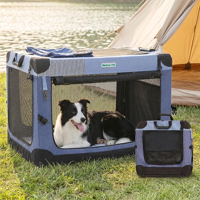 Gardner Pet 36 Inch Folding Soft Dog Crate -3 Door Collapsible Dog Crate by GardnerPet