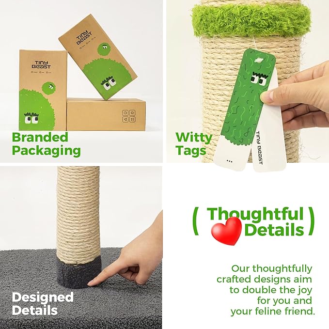 TINYBEAST 34" Tall Cat Scratching Post, Cat Scratcher Featuring Natural Sisal - Image 7