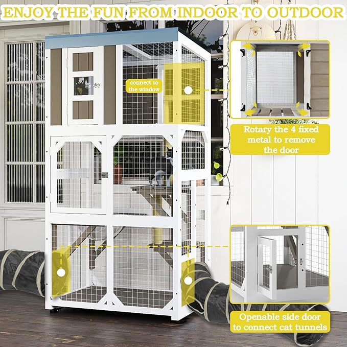 64.4" L Catio Outdoor Cat Enclosure, Outdoor Cats House - Image 5