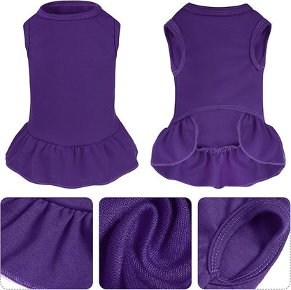 2 Pcs Dog Dresses Cat Skirt Solid Color Dog Clothes Summer Sleeveless Puppy - Image 3