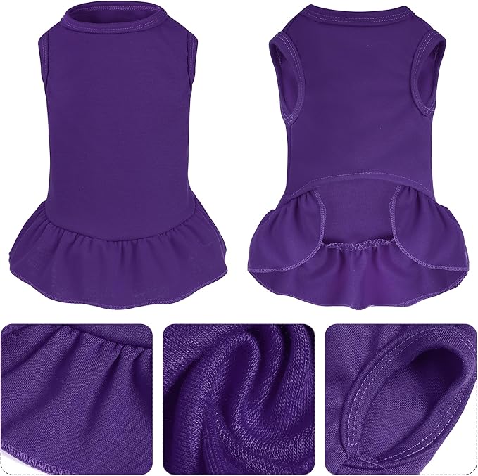 2 Pcs Dog Dresses Cat Skirt Solid Color Dog Clothes Summer Sleeveless Puppy - Image 3