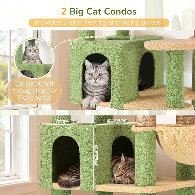 Globlazer Extra Large Cactus Cat Tree Tower, 82in Tall Heavy Duty Cat Tree - Image 3