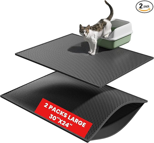 Pieviev 2 Packs Cat Litter Mat Double Layer Waterproof Urine Proof Trapping Mat by Pieviev