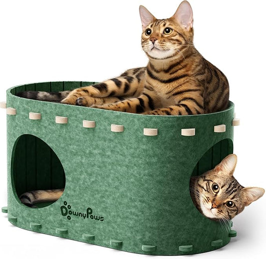 DownyPaws Cat House for Indoor Cats, Cat Bed Cave for Multiple & Large Cats Up by DownyPaws