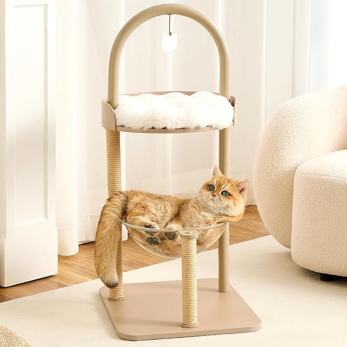 34" Modern Cat Tree Furniture, Minimalist Metal Frame Cat Tower - Image 3