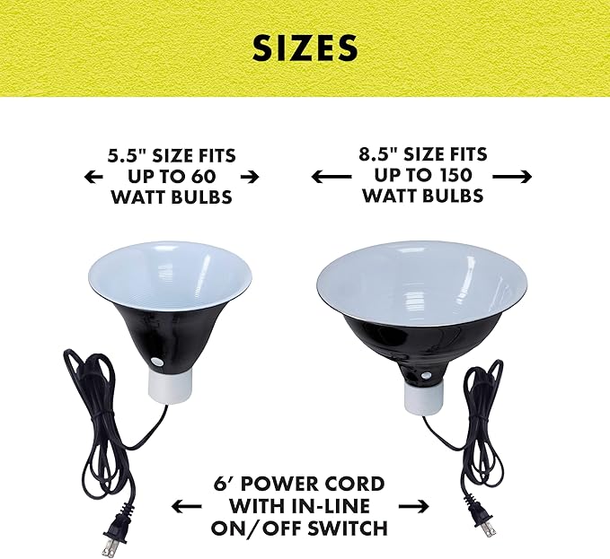 Zilla Pet Reptile Premium Heat Lamp Reflector Dome Fixture, 8.5 Inches - Image 6