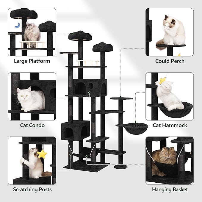 Meecal 79inch Giant Cat Tree for Heavy Duty Big Cats, Cat Condo - Image 2
