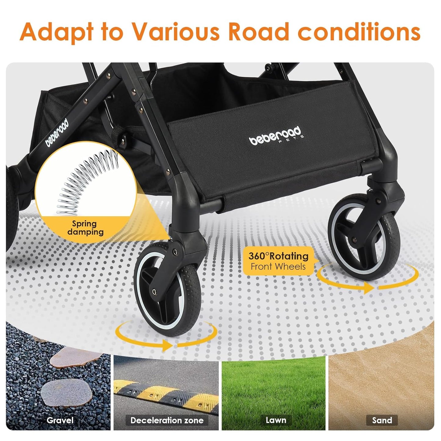 X2 Pet Stroller, Dog Cat Stroller for Small Pets Under 44lbs, Equipped with Detachable & Foldable Carrier, Waterproof Pad & Sunshade Canopy,Camel (Camel)